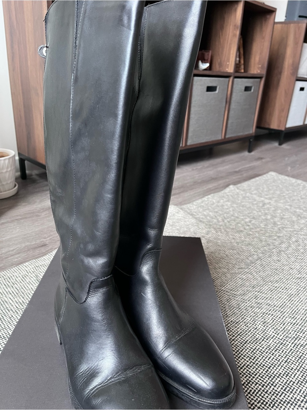 Black Leather Riding Boots made in Italy